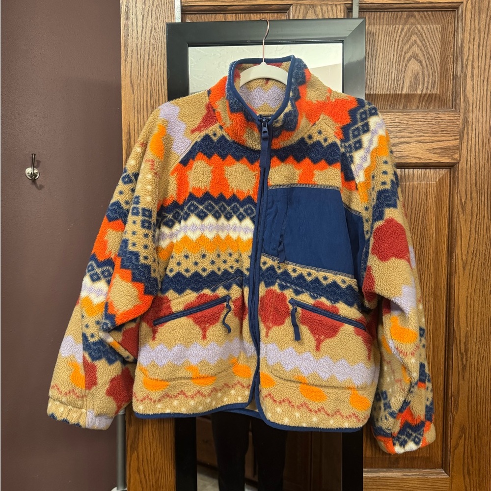 Urban Outfitters Colorful Patterned Fleece Jacket